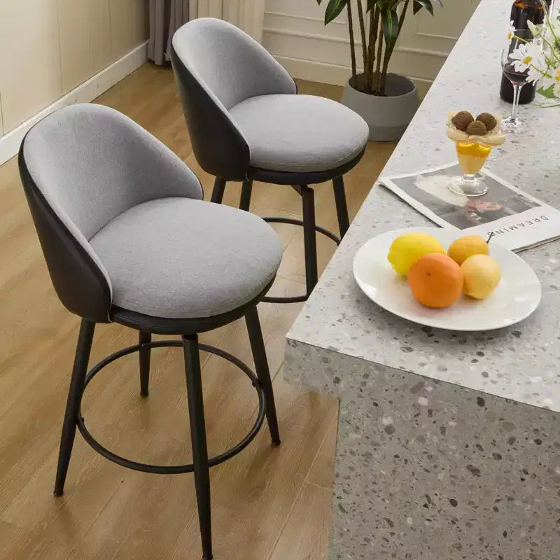 TruAIR 26 Bar Stools Set of 2 - Modern Swivel Counter Stools with Back & PU Leather for Kitchen Island