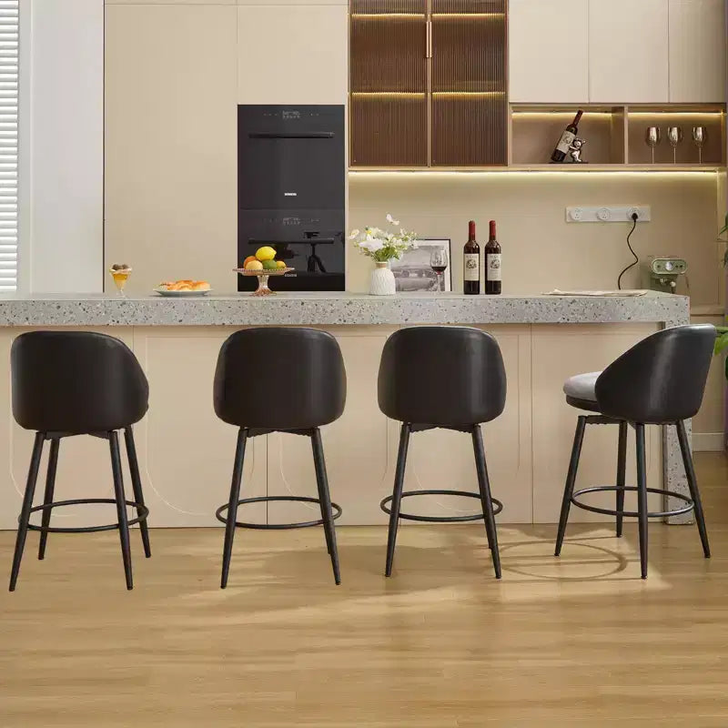 TruAIR 26 Bar Stools Set of 2 - Modern Swivel Counter Stools with Back & PU Leather for Kitchen Island