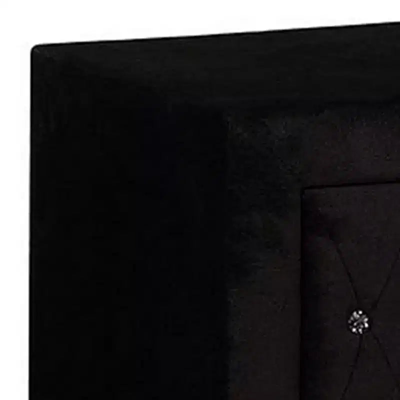 Royal Hampton Nightstand, 2 Drawers with Crystal Knobs, Black Velvet Upholstery