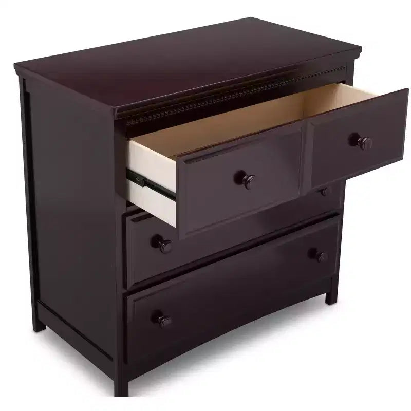 Delta Children Emerson 3 Drawer Dresser with Changing Top and Interlocking Drawers, Dark Chocolate