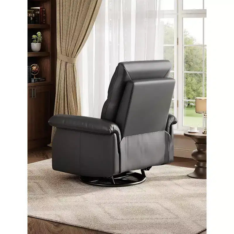Manual Recliner Chair,360 Swivel Rocker Glider Nursery Chair with Padded Armrest and Deep Seat,Modern PU Leather Upholstered Reclining Chair