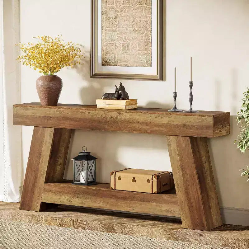 Lantine 70.9 Long Console Table, 2-Tier Wooden Sofa Table Behind Couch with Open Storage Shelf for Entryway, Hallway, Living Room