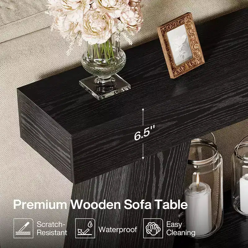 Lantine 70.9 Long Console Table, 2-Tier Wooden Sofa Table Behind Couch with Open Storage Shelf for Entryway, Hallway, Living Room