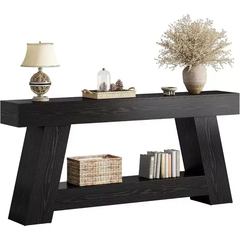Lantine 70.9 Long Console Table, 2-Tier Wooden Sofa Table Behind Couch with Open Storage Shelf for Entryway, Hallway, Living Room
