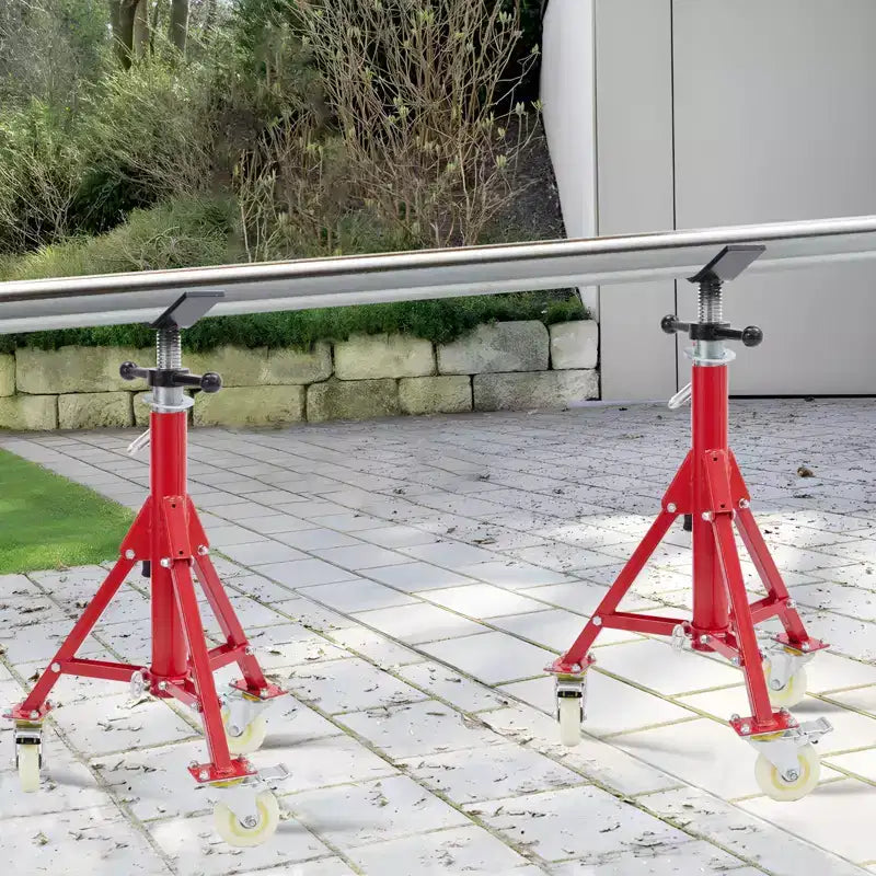 Pipe Stand, Pipe Jack Stand with Casters 28-52 Inch Adjustable Height V Head Folding Pipe Stands