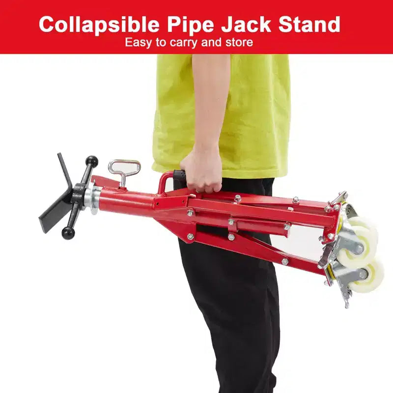 Pipe Stand, Pipe Jack Stand with Casters 28-52 Inch Adjustable Height V Head Folding Pipe Stands