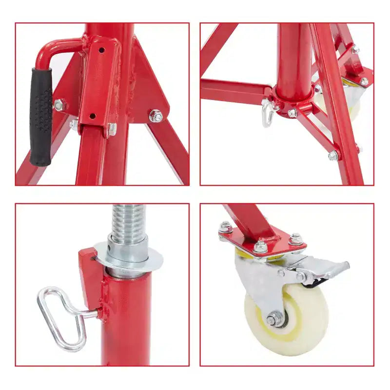 Pipe Stand, Pipe Jack Stand with Casters 28-52 Inch Adjustable Height V Head Folding Pipe Stands