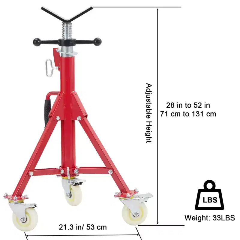 Pipe Stand, Pipe Jack Stand with Casters 28-52 Inch Adjustable Height V Head Folding Pipe Stands
