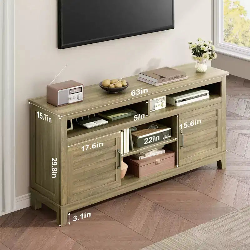 TV Stands and Consoles, Modern TV Stand for TVs Up to 63'', Entertainment Center with Adjustable Shelves, Media TV Console for Living Room, Bedroom