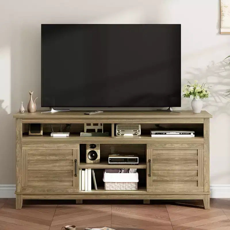 TV Stands and Consoles, Modern TV Stand for TVs Up to 63'', Entertainment Center with Adjustable Shelves, Media TV Console for Living Room, Bedroom