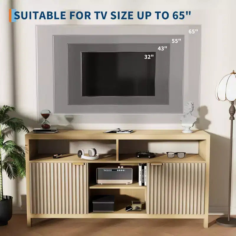 Mobile TV scanalato da 59" per TV fino a 65", Mobile TV in stile Mid-Century