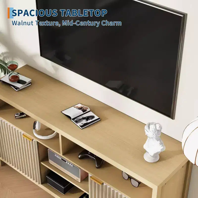 Mobile TV scanalato da 59" per TV fino a 65", Mobile TV in stile Mid-Century