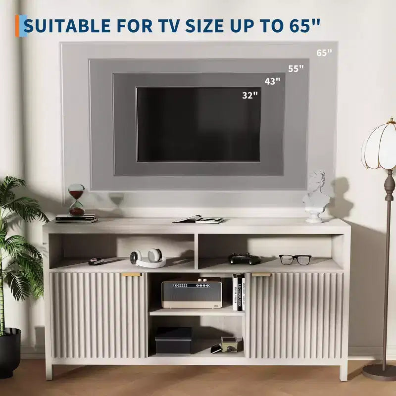 Mobile TV scanalato da 59" per TV fino a 65", Mobile TV in stile Mid-Century