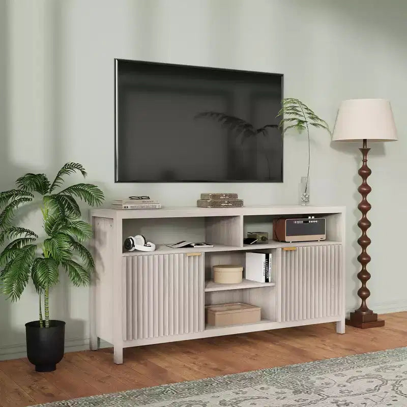 Mobile TV scanalato da 59" per TV fino a 65", Mobile TV in stile Mid-Century