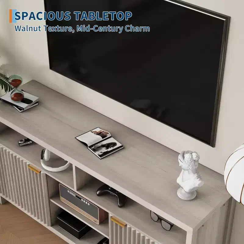 Mobile TV scanalato da 59" per TV fino a 65", Mobile TV in stile Mid-Century
