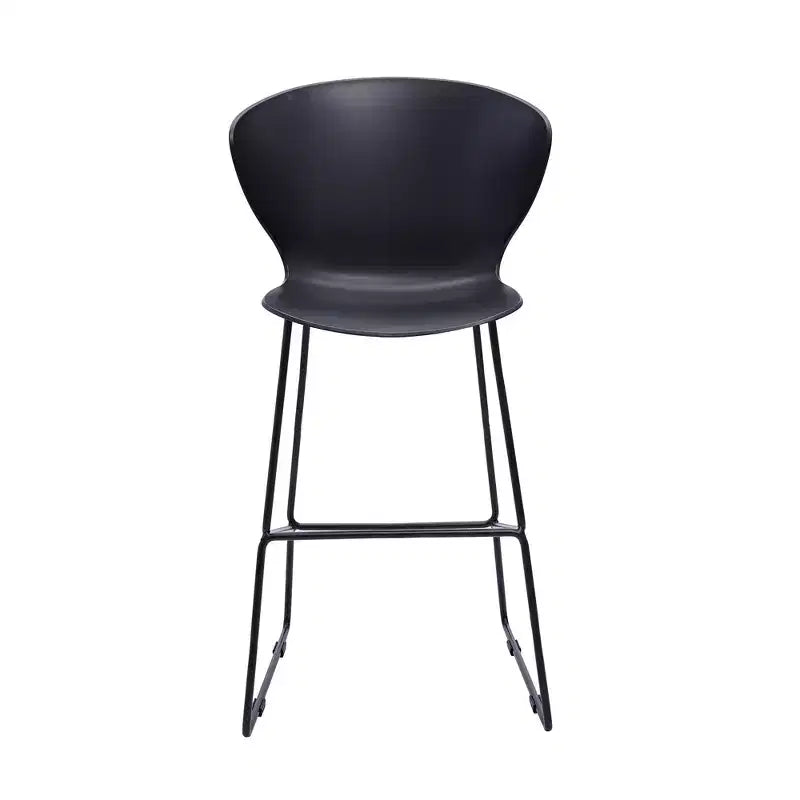 HomeRoots Set of Two 30 Black Heavy Duty Plastic and Metal Low Back Bar Height Bar Chairs