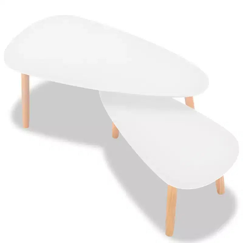 Coffee Table Set of 2 White Solid pinewood, MDF Medium Durable