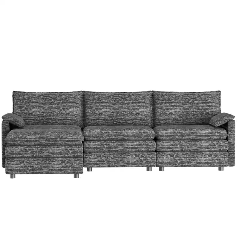 108 XL Modular Sectional Couch  4-Seater L-Shaped Cloud Sofa with Ottoman for Living Room/Apartment