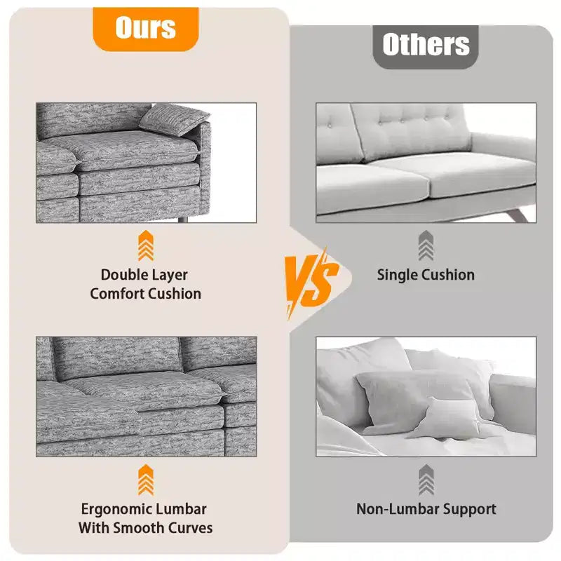 108 XL Modular Sectional Couch  4-Seater L-Shaped Cloud Sofa with Ottoman for Living Room/Apartment