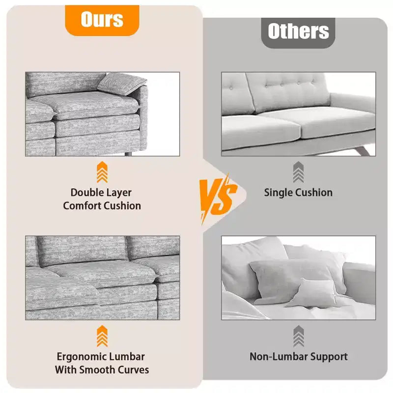 108 XL Modular Sectional Couch  4-Seater L-Shaped Cloud Sofa with Ottoman for Living Room/Apartment