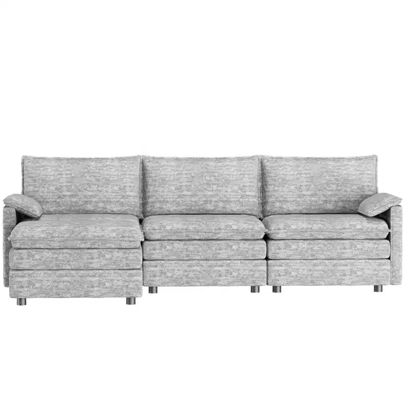 108 XL Modular Sectional Couch  4-Seater L-Shaped Cloud Sofa with Ottoman for Living Room/Apartment