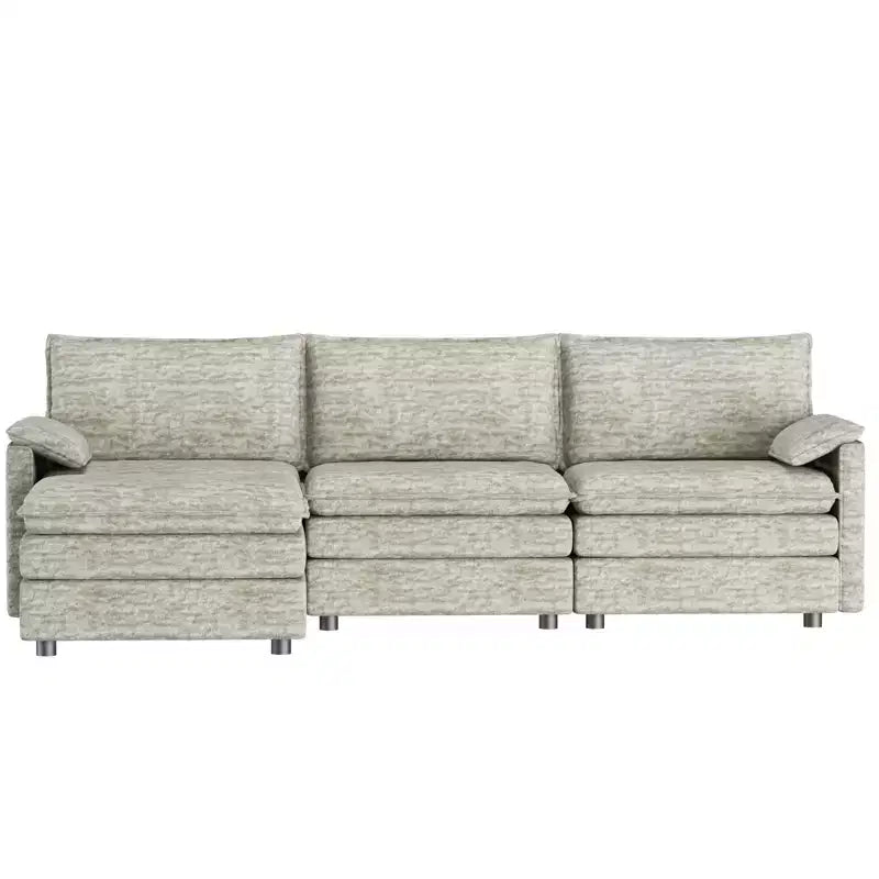 108 XL Modular Sectional Couch  4-Seater L-Shaped Cloud Sofa with Ottoman for Living Room/Apartment