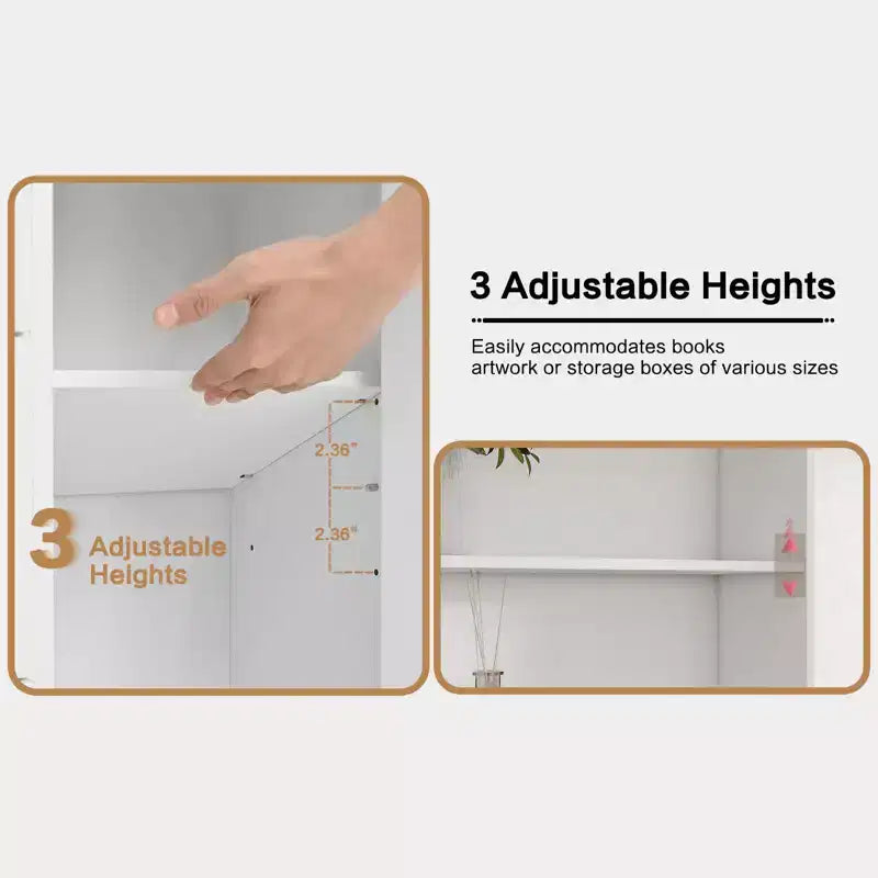 6-Tier Bookshelf with Door and 3 Drawers,71 Tall Bookcase with 3-Tier Open Shelves,Wooden Book Shelf with Storage Cabinet for Home Office,Living Room