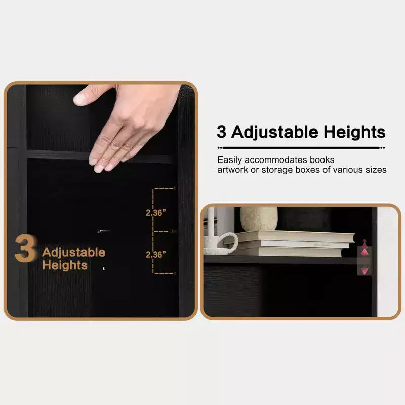 6-Tier Bookshelf with Door and 3 Drawers,71 Tall Bookcase with 3-Tier Open Shelves,Wooden Book Shelf with Storage Cabinet for Home Office,Living Room