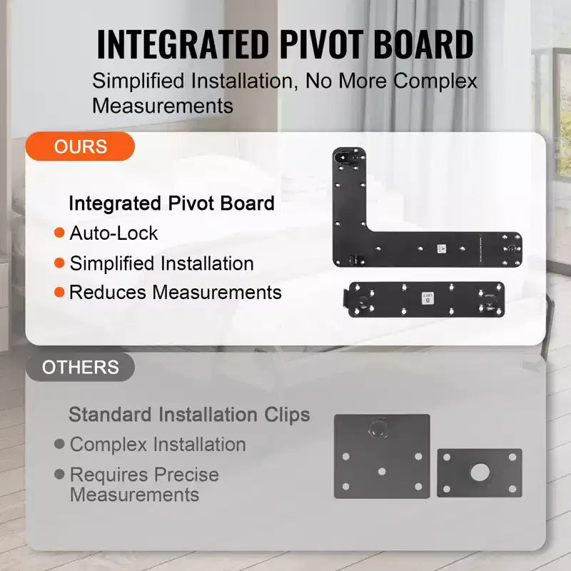 VEVOR Murphy Bed Kit,Full Size,Deluxe DIY Wall Bed Mechanical Hardware Kit,Pneumatic Lever Heavy Duty Bed Frame Support,Folding Cabinet Wall Bed,Black