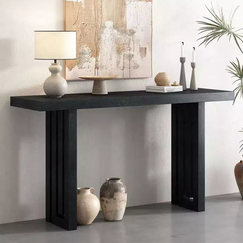 Okak Minimalism Console Table with Oak Veneer, Entryway Table with Thick Tabletop and Legs, Accent Table for Living Room, Hallway