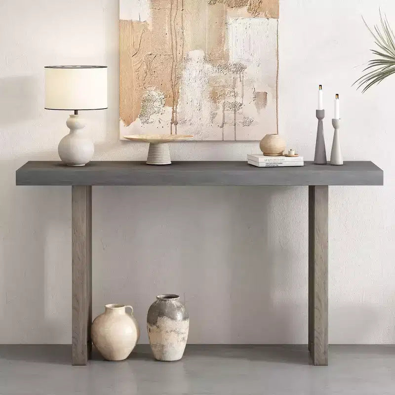Okak Minimalism Console Table with Oak Veneer, Entryway Table with Thick Tabletop and Legs, Accent Table for Living Room, Hallway
