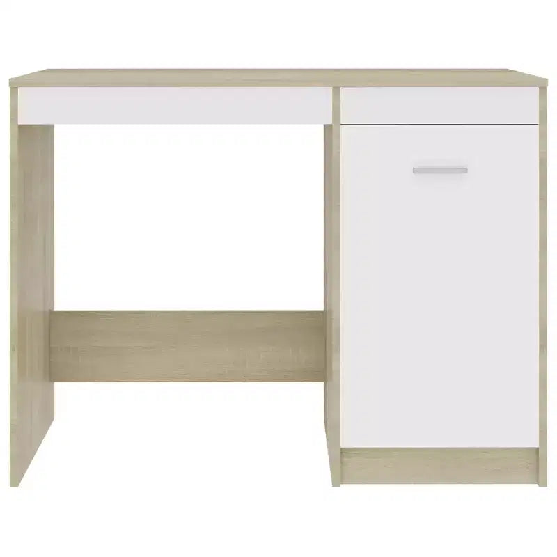 Desk White and Sonoma Oak Engineered Wood Medium Computer Desk