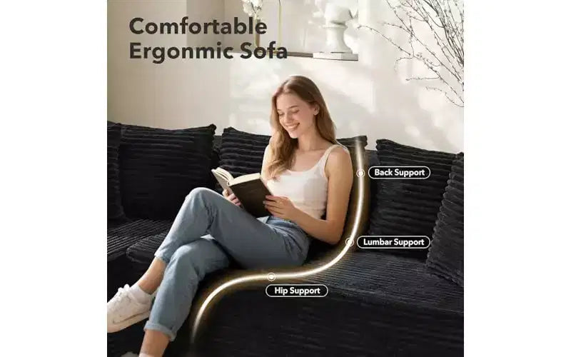 Canapé d'angle GutoWave 106 avec méridienne en L, canapé modulaire moderne avec assise profonde, canapés rembourrés pour salon, côté gauche
