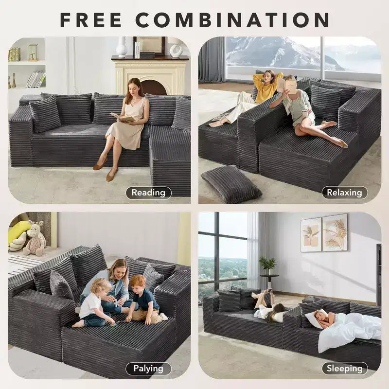 Canapé d'angle GutoWave 106 avec méridienne en L, canapé modulaire moderne avec assise profonde, canapés rembourrés pour salon, côté gauche