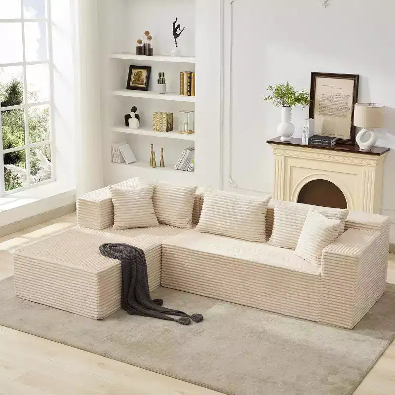 Canapé d'angle GutoWave 106 avec méridienne en L, canapé modulaire moderne avec assise profonde, canapés rembourrés pour salon, côté gauche