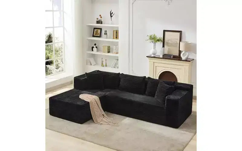 Canapé d'angle GutoWave 106 avec méridienne en L, canapé modulaire moderne avec assise profonde, canapés rembourrés pour salon, côté gauche