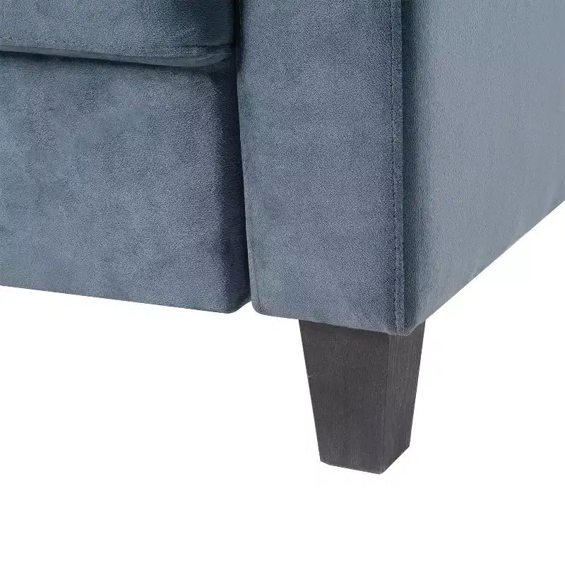 PexFix 3 Seat Sectional Sofa with U-Shaped Spring Links and Solid Wood Frame Mid Century Velvet Upholstered Couch for Living Room Bedroom Office Gray