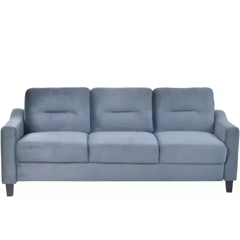 PexFix 3 Seat Sectional Sofa with U-Shaped Spring Links and Solid Wood Frame Mid Century Velvet Upholstered Couch for Living Room Bedroom Office Gray