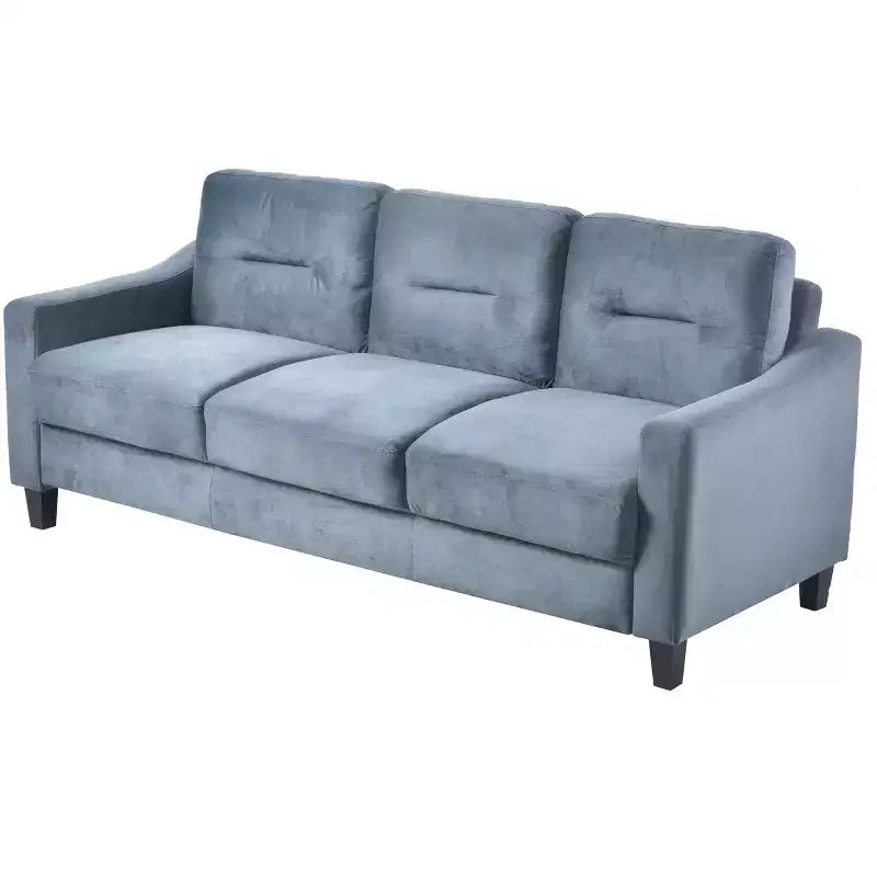 PexFix 3 Seat Sectional Sofa with U-Shaped Spring Links and Solid Wood Frame Mid Century Velvet Upholstered Couch for Living Room Bedroom Office Gray
