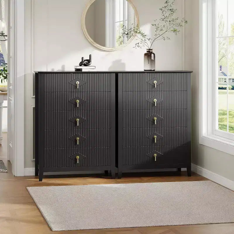 54 Fluted 6-Drawer Dresser - Modern Wood Storage Cabinet for Bedroom & Living Room