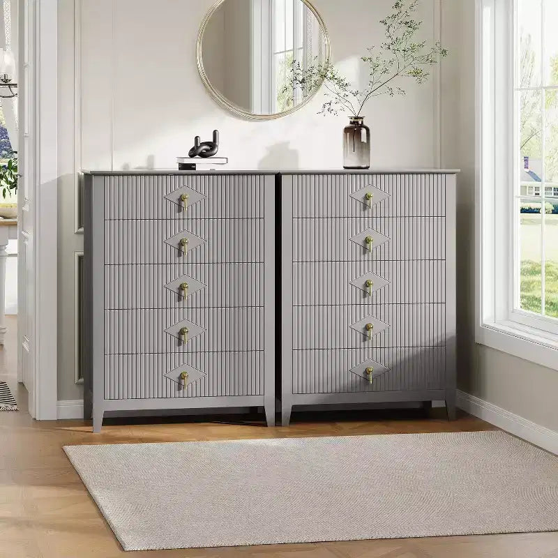 54 Fluted 6-Drawer Dresser - Modern Wood Storage Cabinet for Bedroom & Living Room