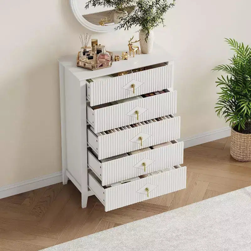 54 Fluted 6-Drawer Dresser - Modern Wood Storage Cabinet for Bedroom & Living Room
