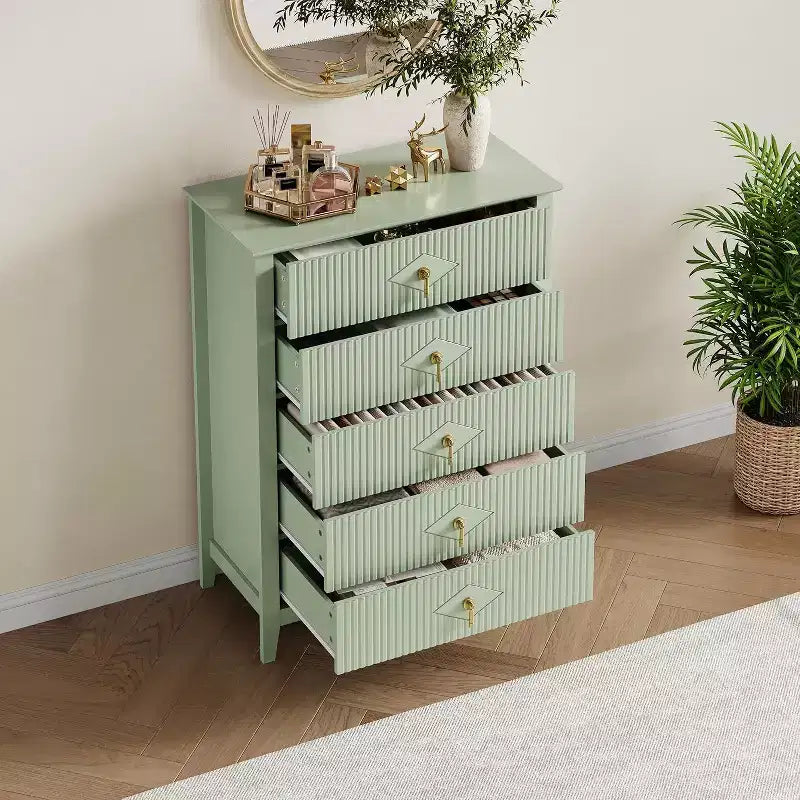 54 Fluted 6-Drawer Dresser - Modern Wood Storage Cabinet for Bedroom & Living Room