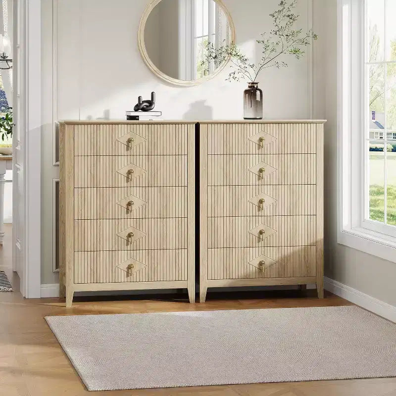54 Fluted 6-Drawer Dresser - Modern Wood Storage Cabinet for Bedroom & Living Room