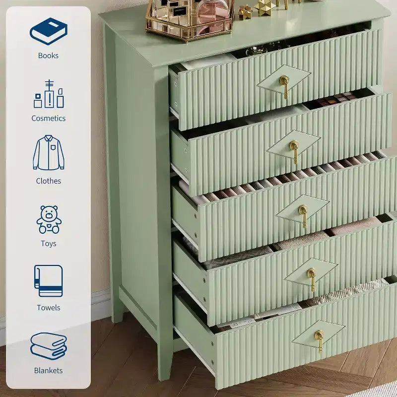 54 Fluted 6-Drawer Dresser - Modern Wood Storage Cabinet for Bedroom & Living Room