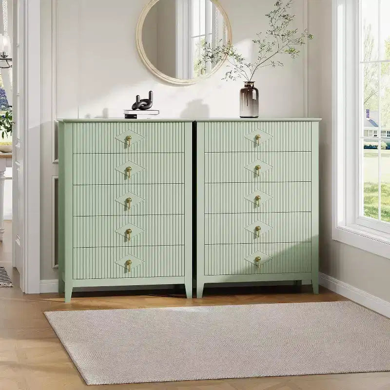 54 Fluted 6-Drawer Dresser - Modern Wood Storage Cabinet for Bedroom & Living Room