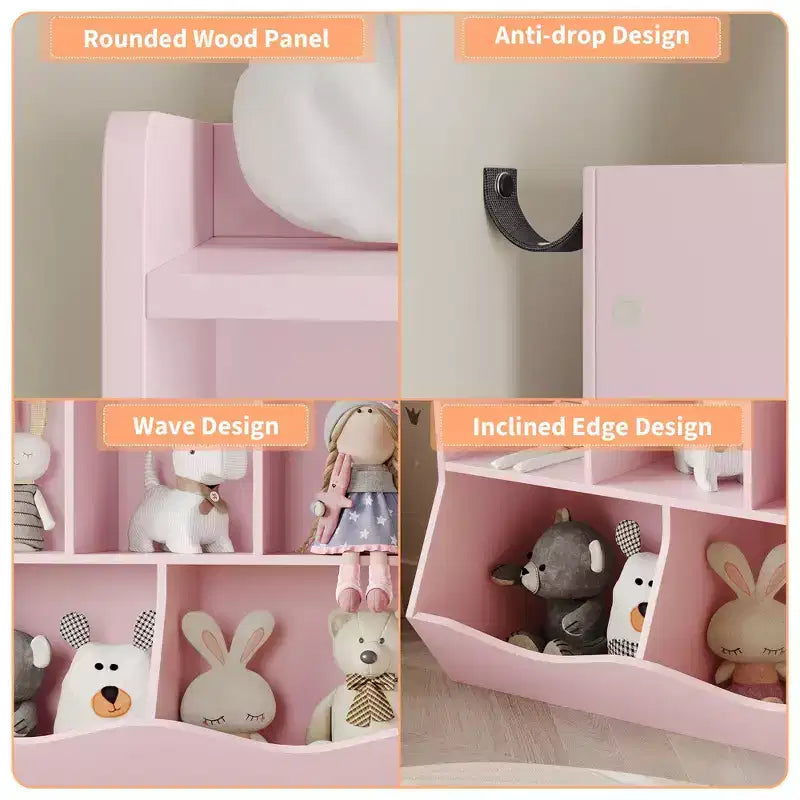 Kids Bookshelf and Bookcase Toy Storage Multi Shelf with Cubby Organizer Cabinet for Boys Girls,for Children Playroom Hallway Kindergarten School