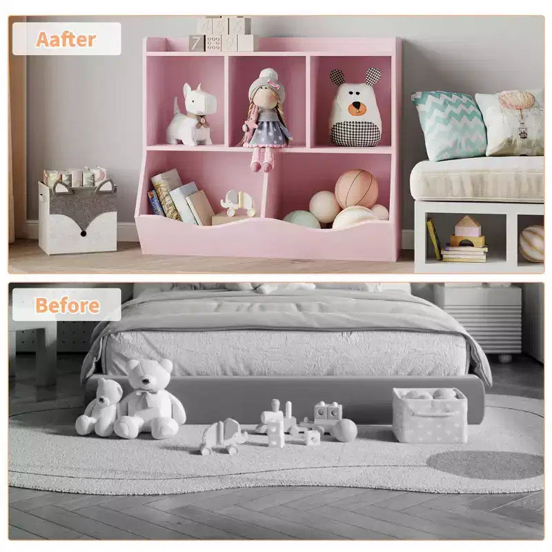 Kids Bookshelf and Bookcase Toy Storage Multi Shelf with Cubby Organizer Cabinet for Boys Girls,for Children Playroom Hallway Kindergarten School