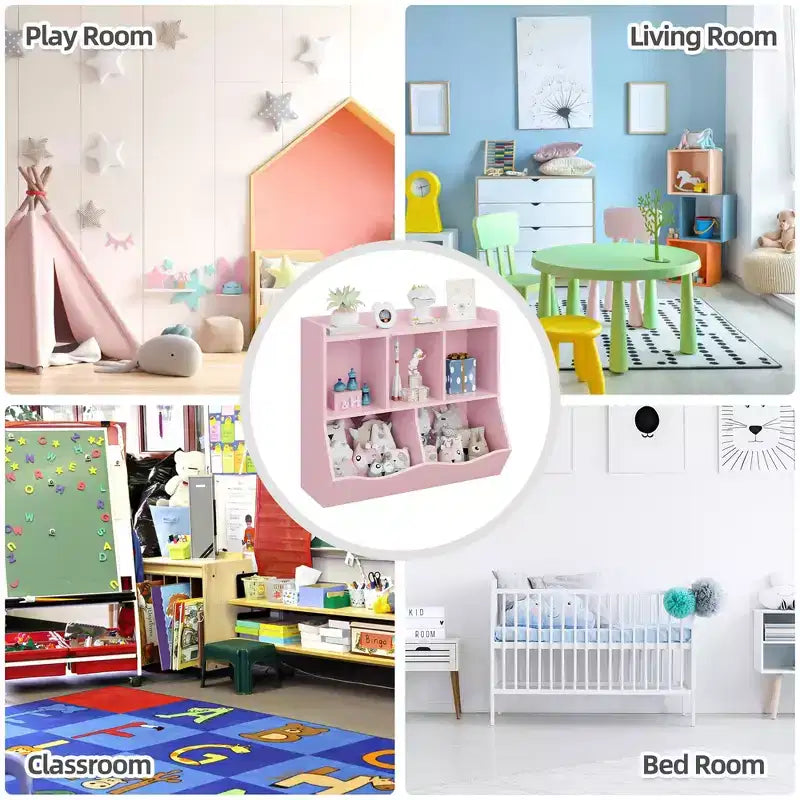 Kids Bookshelf and Bookcase Toy Storage Multi Shelf with Cubby Organizer Cabinet for Boys Girls,for Children Playroom Hallway Kindergarten School