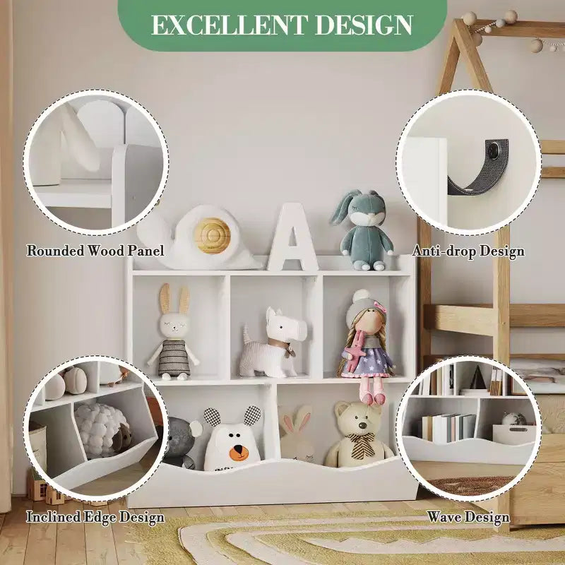 Kids Bookshelf and Bookcase Toy Storage Multi Shelf with Cubby Organizer Cabinet for Boys Girls,for Children Playroom Hallway Kindergarten School